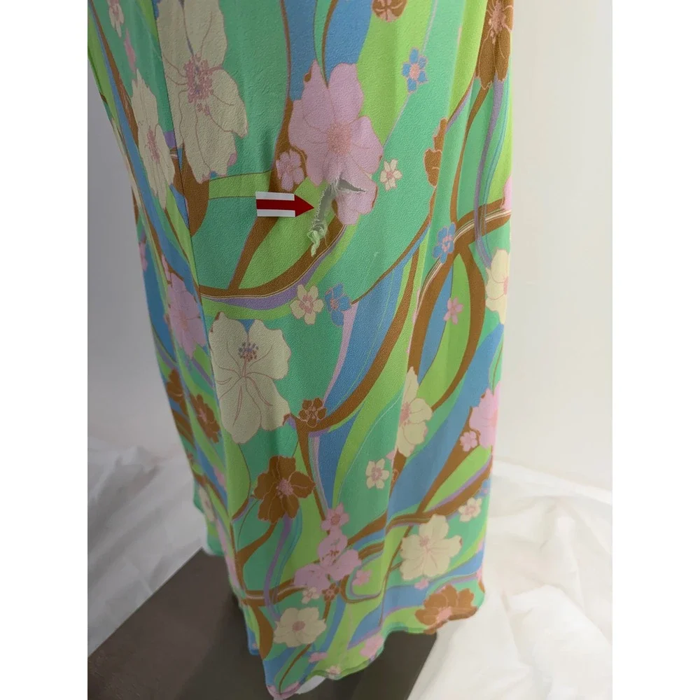 RIXO Steph Maxi Dress Floral Open Back Tie Waist Puff Sleeve Size S - Picture 9 of 9